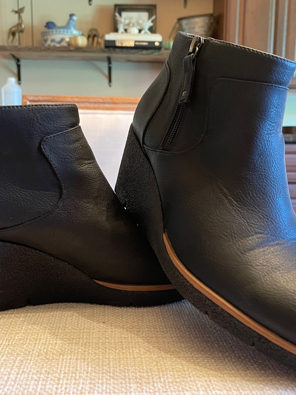 Dr. Scholl's Black Wedge Ankle Boots with Side Zip